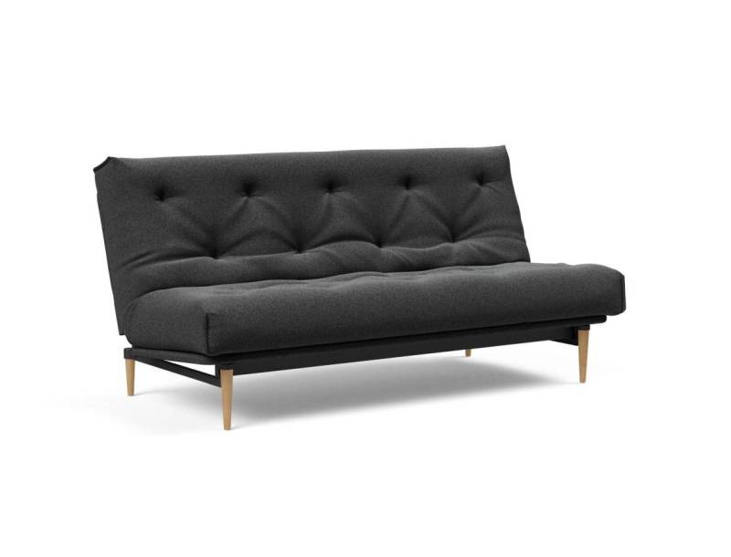 Innovation Colpus Klappsofa fest versteppt 140 x 200 cm | Latex 529 Bouclè Charcoal helle Eiche von Innovation