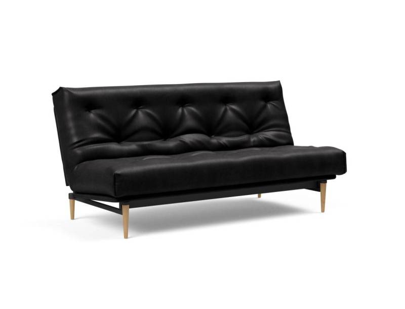 Innovation Colpus Klappsofa fest versteppt 140 x 200 cm | Latex 550 Fanual Black helle Eiche von Innovation
