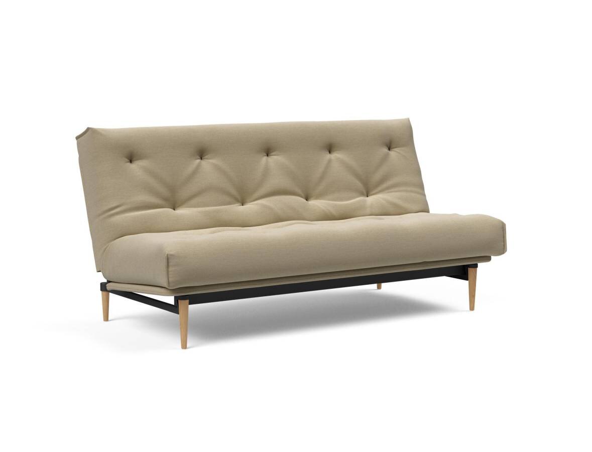 Innovation Colpus Klappsofa fest versteppt 140 x 200 cm | Latex 571 Vivus Dusty Sand helle Eiche von Innovation