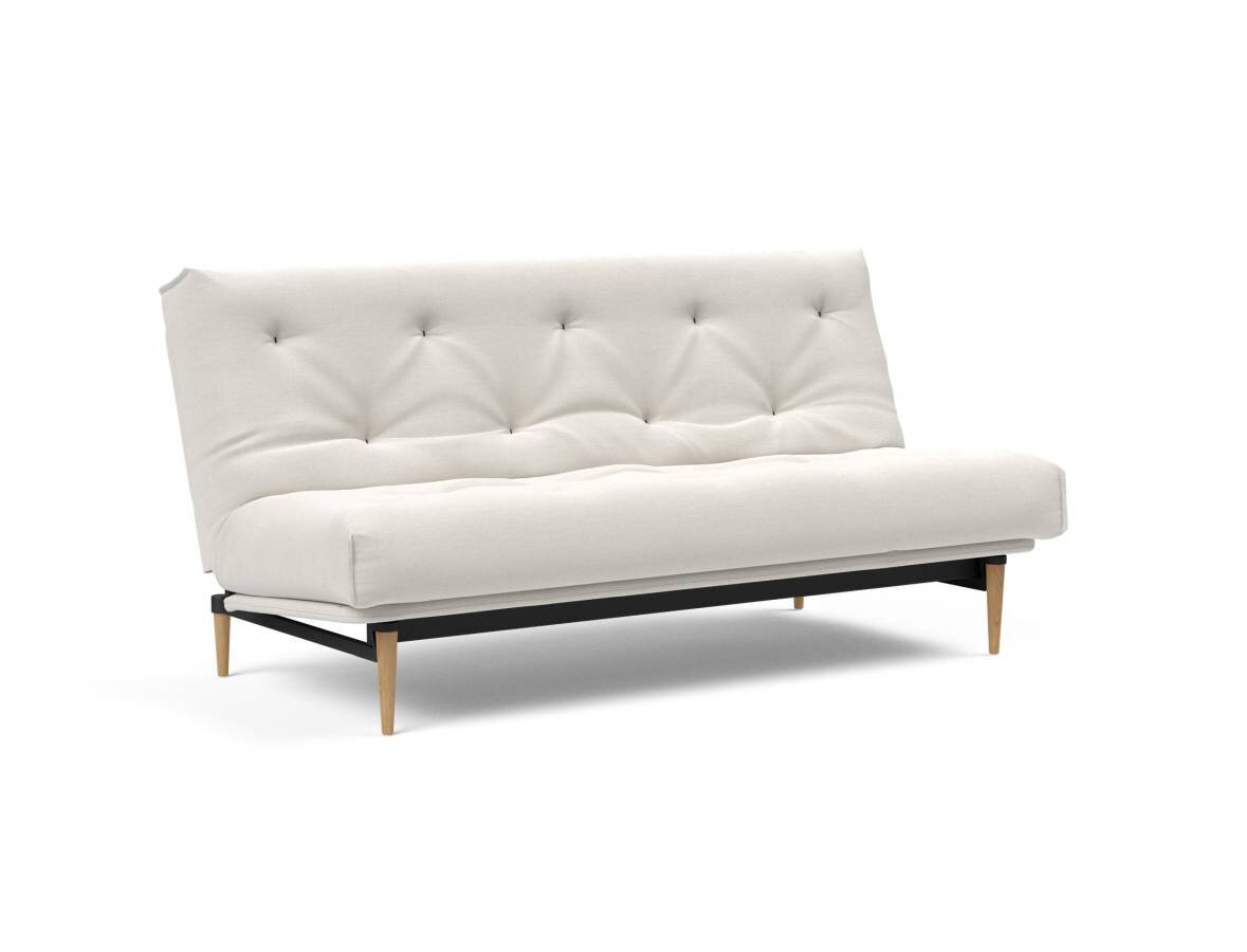 Innovation Colpus Klappsofa fest versteppt 140 x 200 cm | Latex 574 Vivus Dusty Off White helle Eiche von Innovation