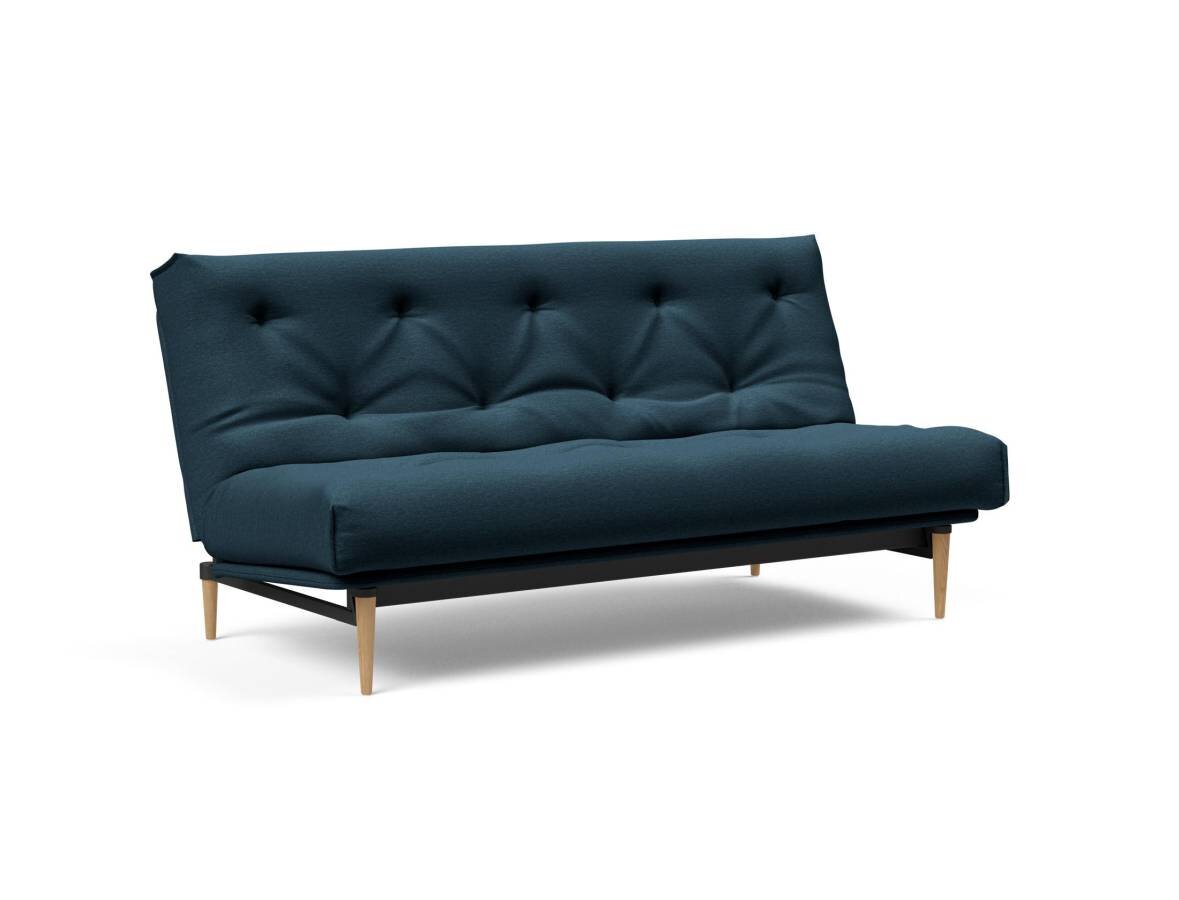 Innovation Colpus Klappsofa fest versteppt 140 x 200 cm | Latex 580 Argus Navy Blue helle Eiche von Innovation