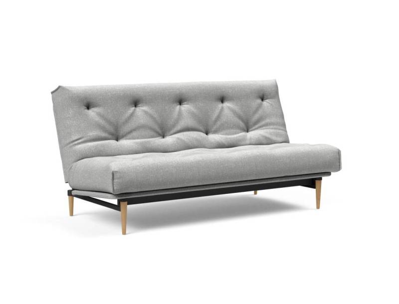 Innovation Colpus Klappsofa fest versteppt 140 x 200 cm | Latex 590 Micro Check Grey helle Eiche von Innovation