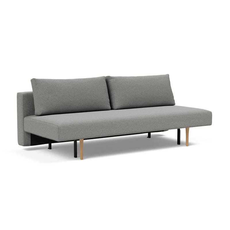 Innovation - Conlix Schlafsofa 200x98cm - aschgrau/Stoff 533 Bouclé Ash Grey/Gestell Stahl schwarz/Beine Eiche von Innovation