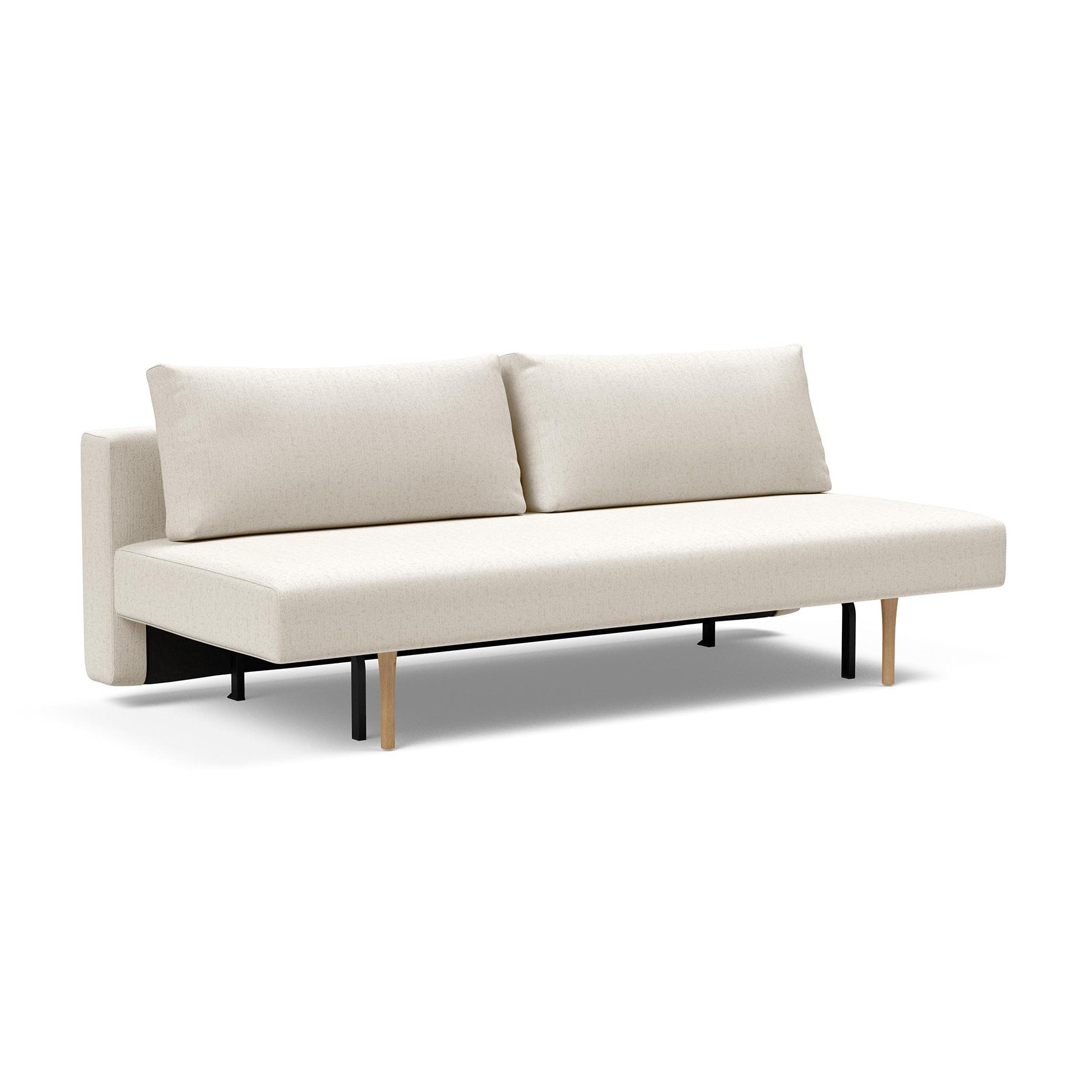 Innovation - Conlix Schlafsofa 200x98cm - off-white/Stoff 531 Bouclé Off White/Gestell Stahl schwarz/Beine Eiche von Innovation