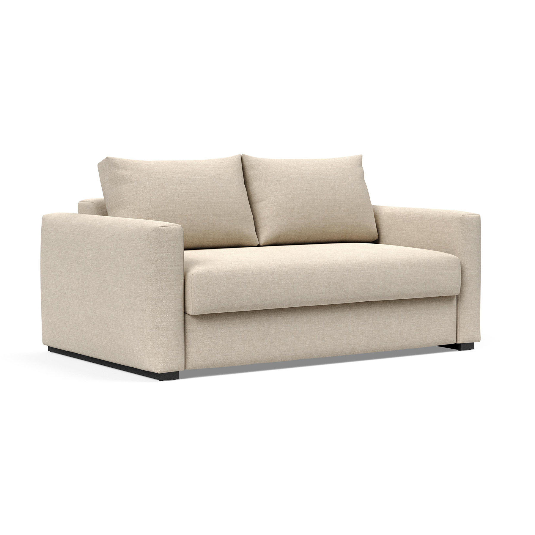 Innovation - Cosial 140 Schlafsofa 179x110cm - beige/Stoff 586 Phobos Latte (100% Polyester)/BxHxT 179x85x110cm/Gestell Stahl schwarz lackiert von Innovation