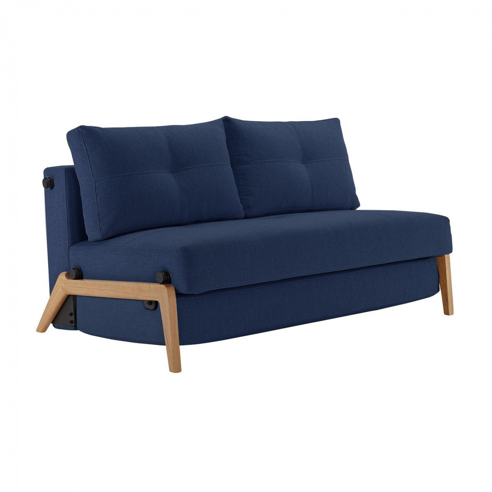 Innovation - Cubed 140 Schlafsofa Eiche 148x98cm - dunkelblau/Stoff 528 Mixed Dance Blue/BxHxT 148x79x98cm/Gestell Eiche lackiert von Innovation