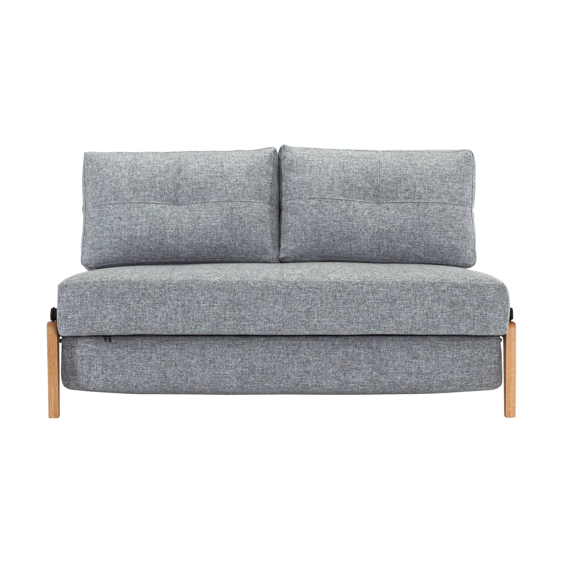 Innovation - Cubed 140 Schlafsofa Eiche 148x98cm - hellgrau/Stoff 565 Twist Granite/BxHxT 148x79x98cm/Gestell Eiche lackiert von Innovation