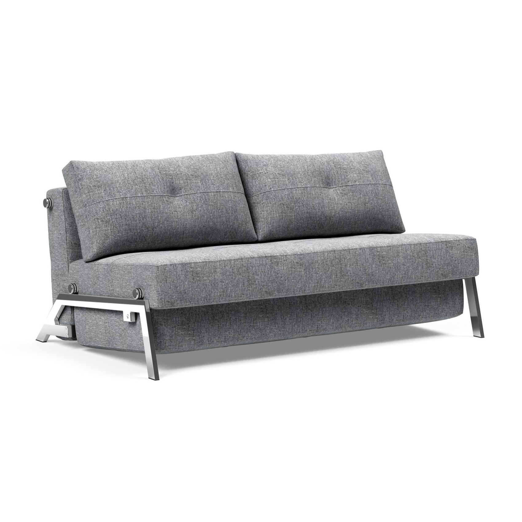 Innovation - Cubed 160 Schlafsofa Chrom 165x103cm - hellgrau/Stoff 565 Twist Granite/BxHxT 165x79x105cm/Gestell Stahl verchromt von Innovation