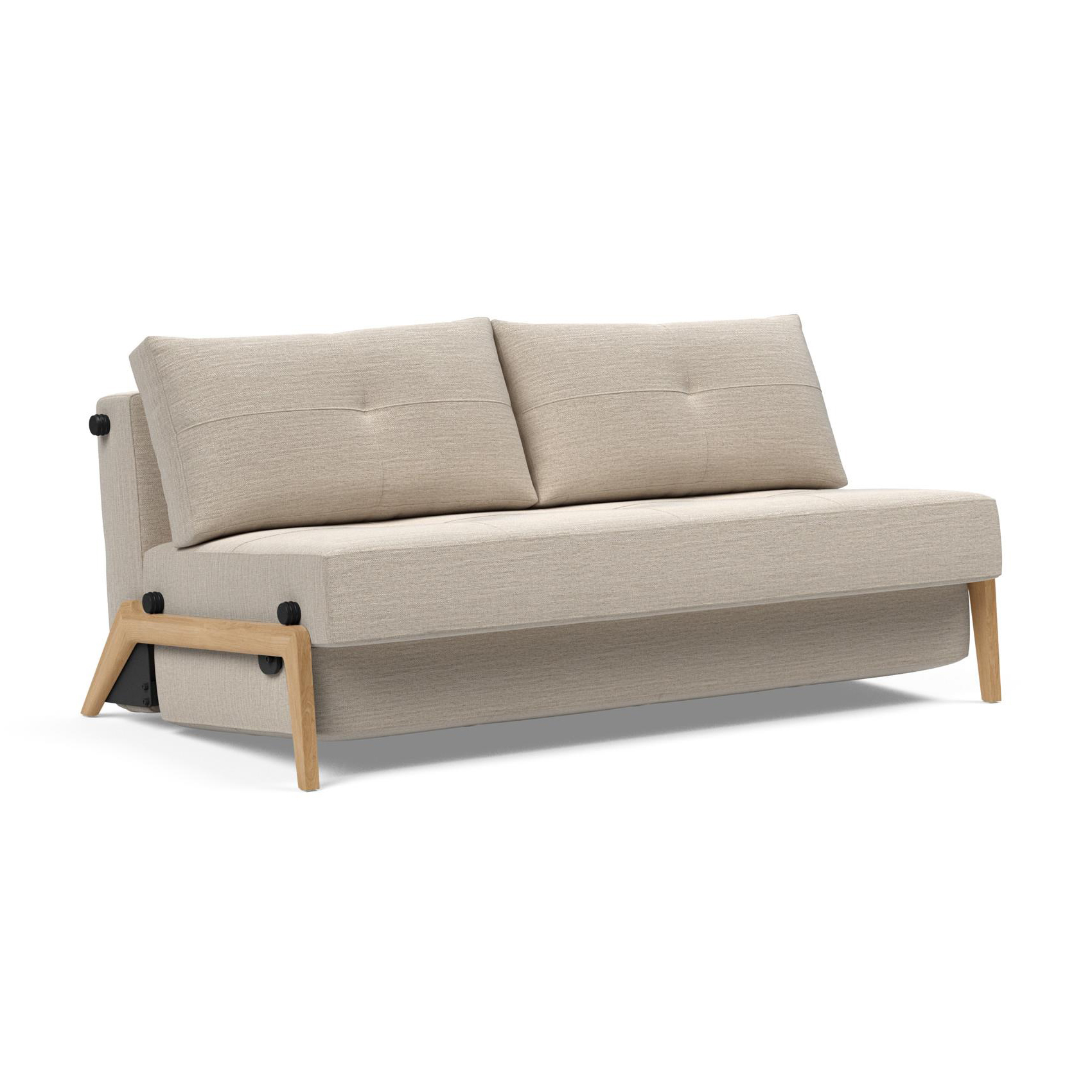 Innovation - Cubed 160 Schlafsofa Eiche 168x98cm - natur/Stoff 612 Blida Sand Grey/BxHxT 168x79x98cm/Gestell Eiche lackiert von Innovation