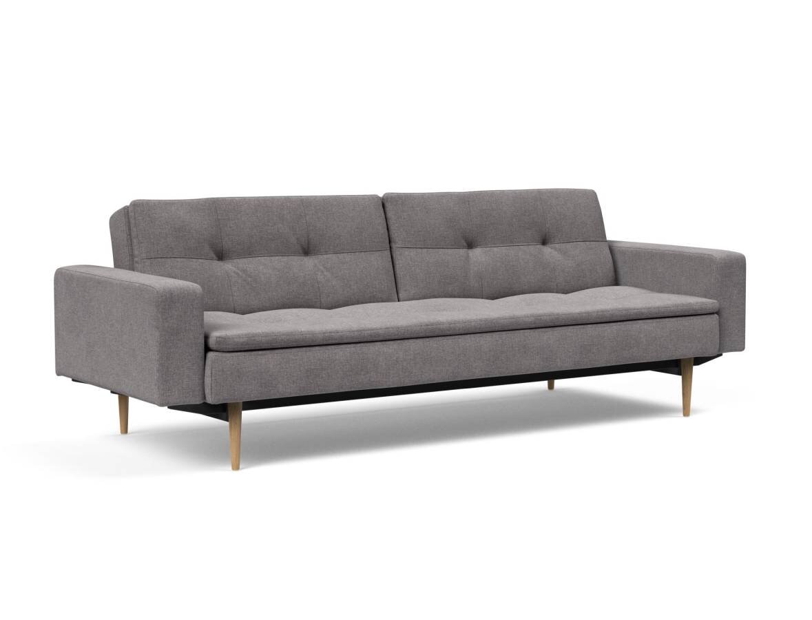 Innovation Dublexo Klappsofa mit Polster-Armlehne 217 Flashtex Light Grey Styletto Holz hell / Gestell schwarz Innovation Dublexo Klappsofa mit Polster-Armlehne 217 Flashtex Light Grey Styletto Holz hell / Gestell schwarz von Innovation