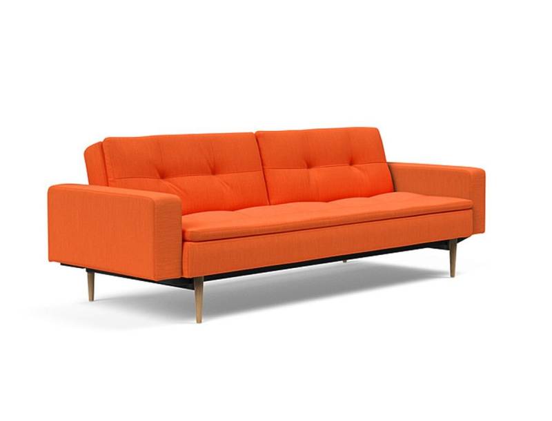 Innovation Dublexo Klappsofa mit Polster-Armlehne 510 Elegance Orange Styletto Holz hell / Gestell schwarz von Innovation