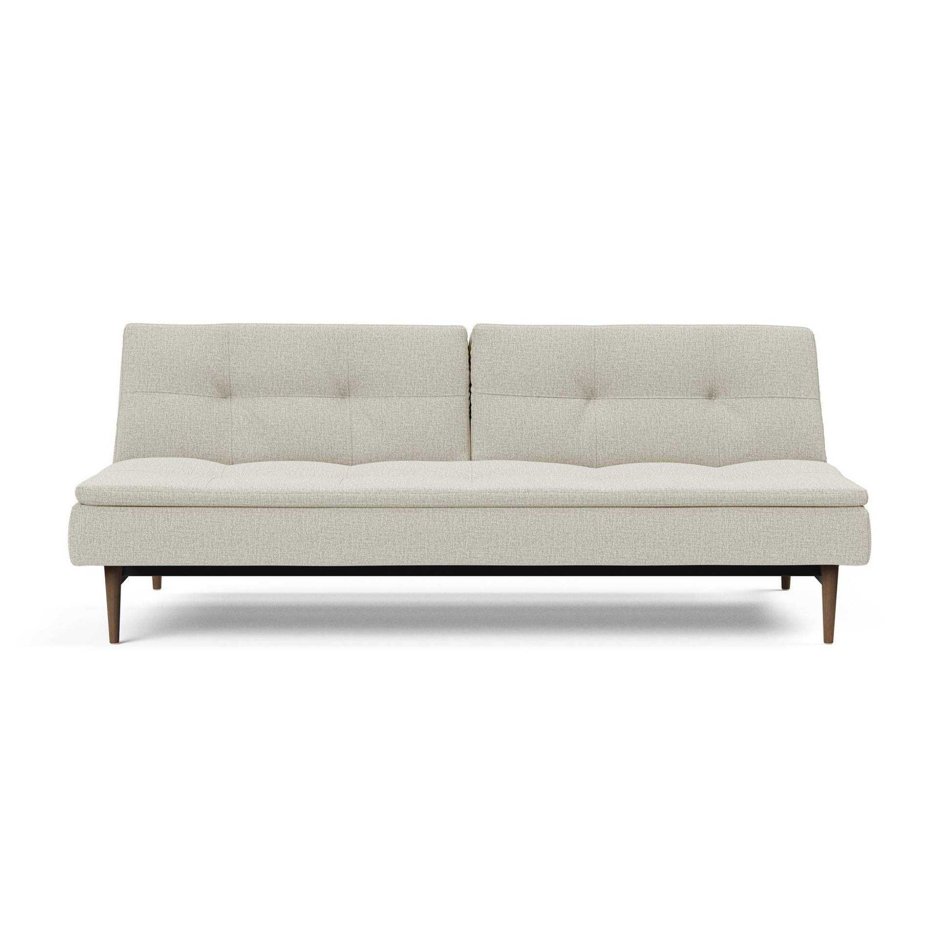 Innovation - Dublexo Styletto Schlafsofa Holz dunkel 210x91cm - natur/Stoff 527 Mixed Dance Natural/Gestell Stahl schwarz/Füße dunkles Holz von Innovation