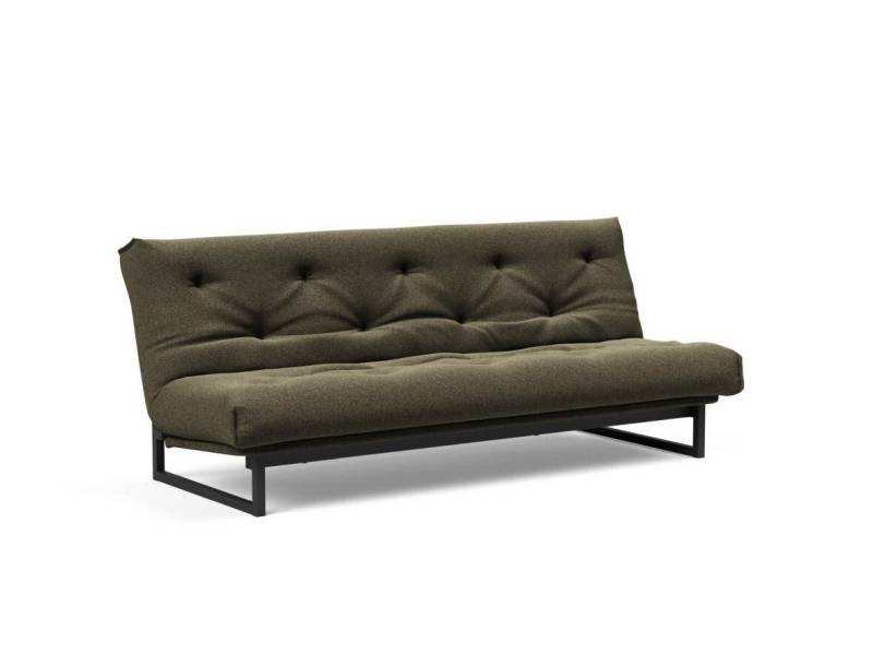 Innovation Fraction Klappsofa fest versteppt 140 x 200 cm | Latex 535 Boucle Forest Green von Innovation