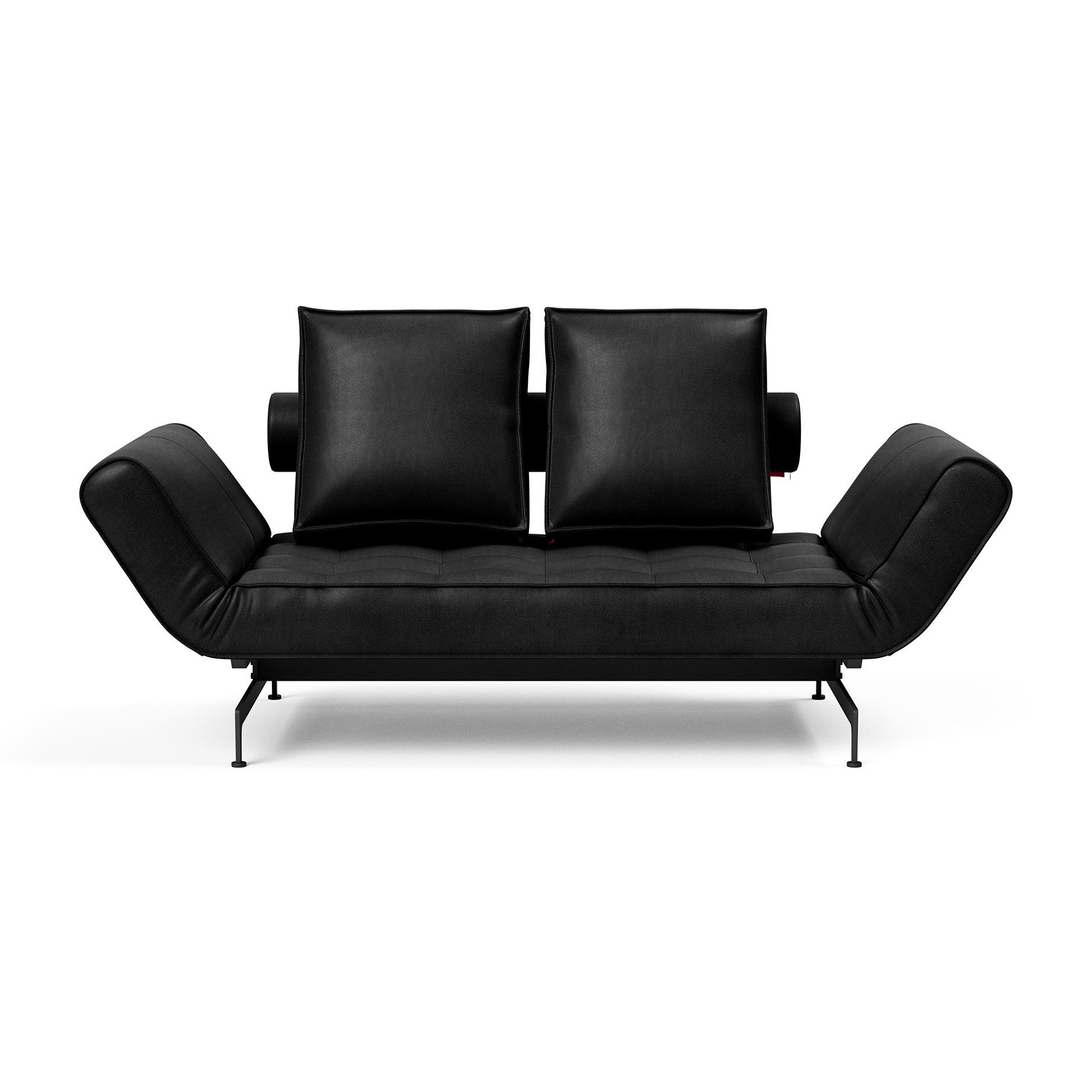 Innovation - Ghia Laser Schlafsofa Stoff mit Leder 210x93cm - schwarz/Stoff/Leder Mix 550 Faunal Black/BxHxT 178-210x83x93cm/Gestell Stahl schwarz von Innovation