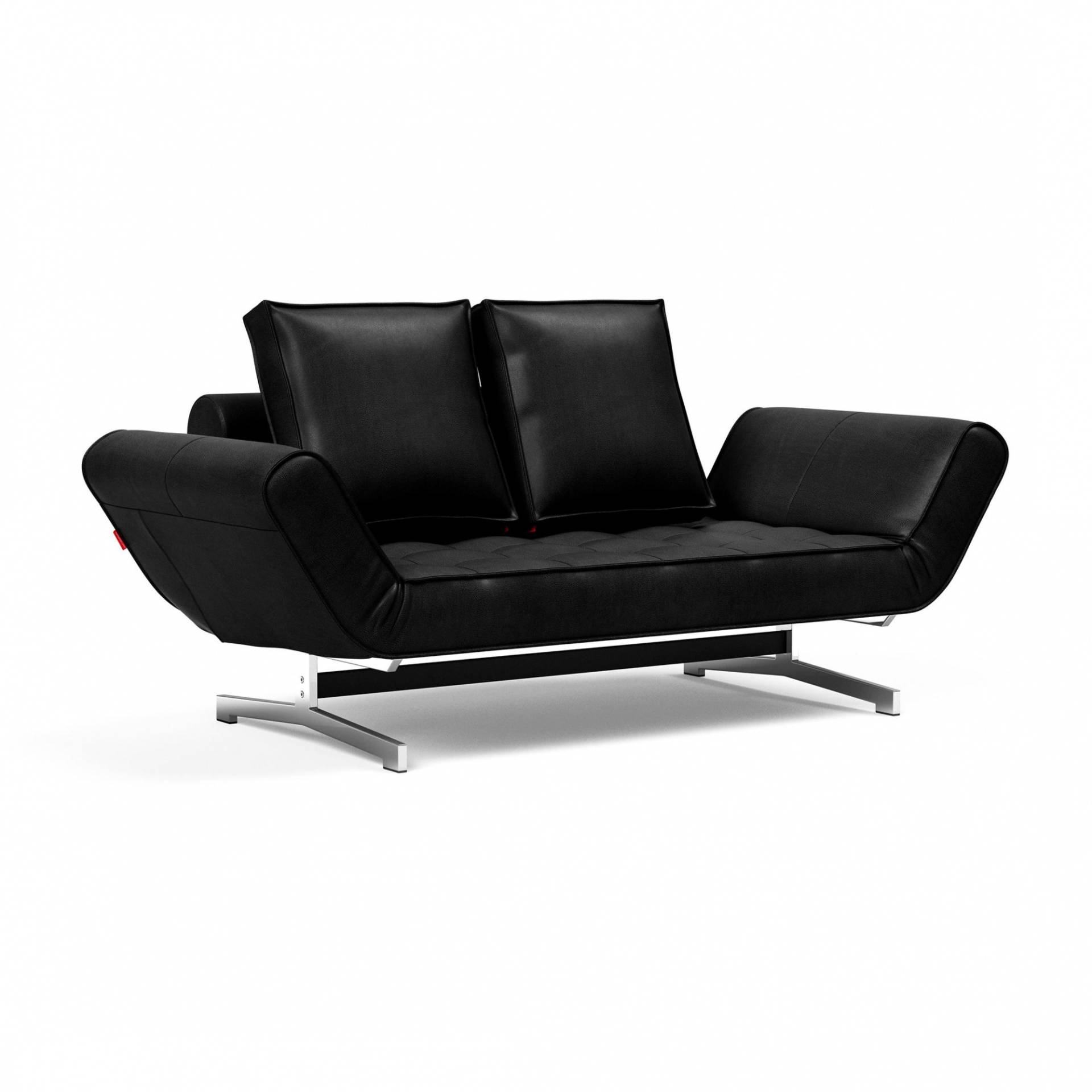 Innovation - Ghia Schlafsofa Stoff-/Ledermischung - schwarz/Stoff/Leder Mix 550 Faunal Black/Gestell Stahl schwarz/Beine Stahl verchromt von Innovation