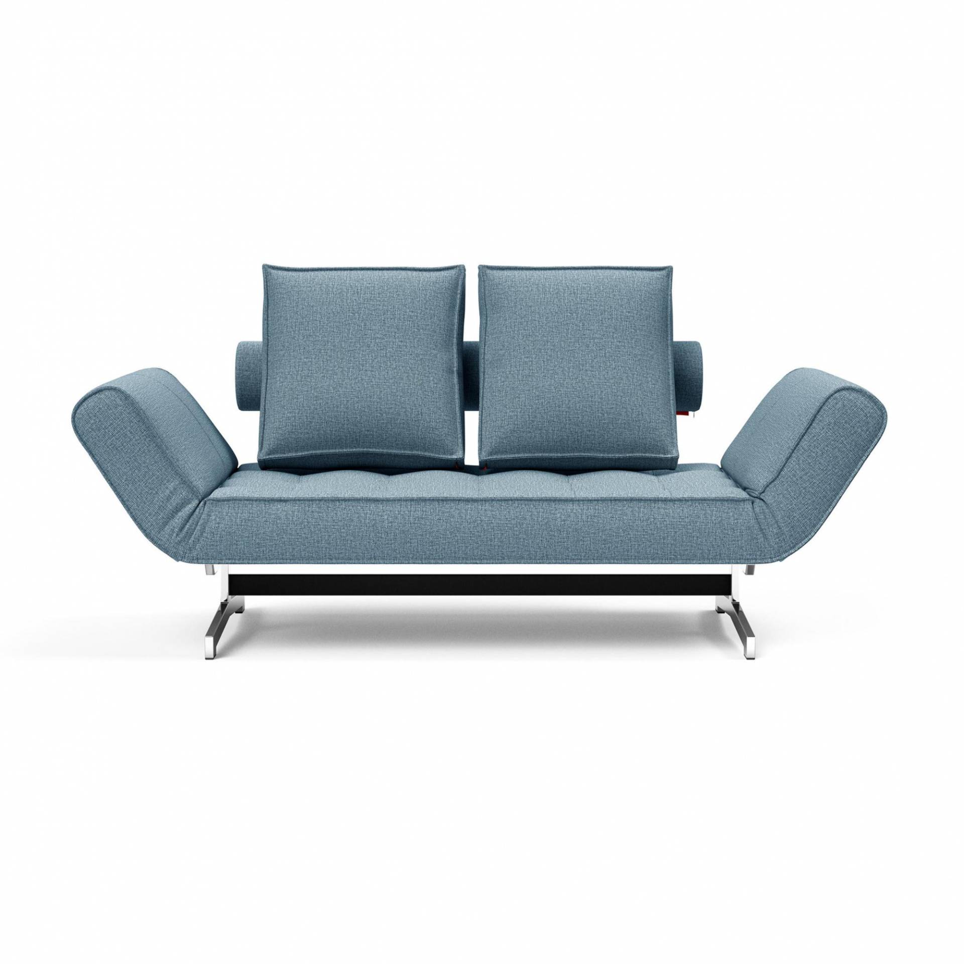 Innovation - Ghia Schlafsofa Stoff Beine Stahl verchromt - hellblau/Stoff 525 Mixed Dance Light Blue/Gestell Stahl schwarz/Beine Stahl verchromt von Innovation