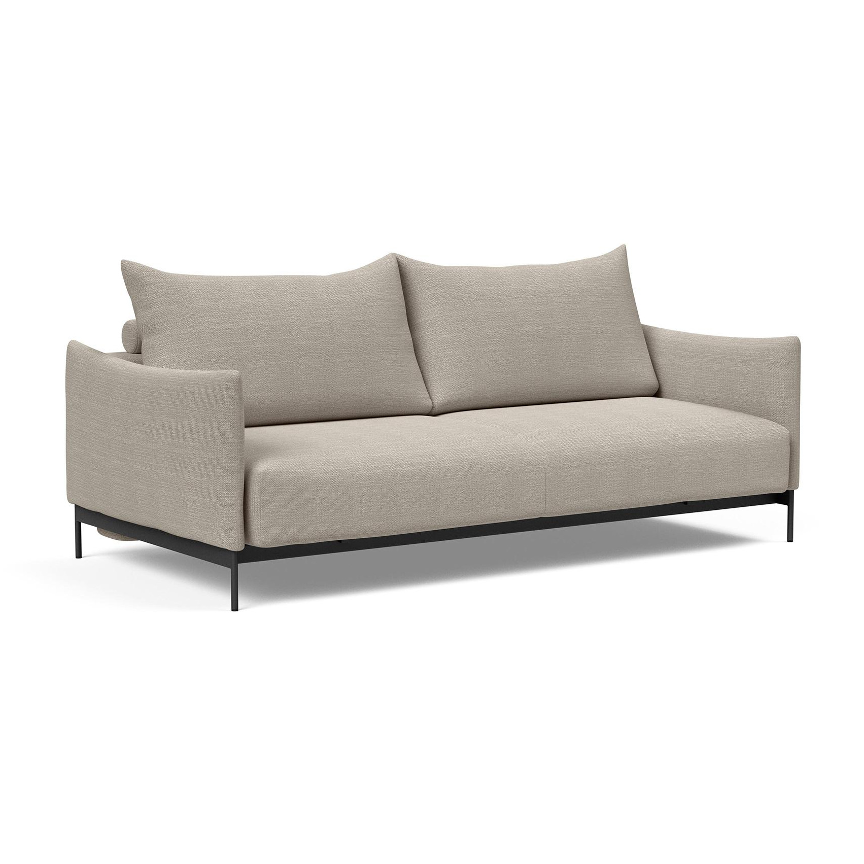 Innovation - Malloy Schlafsofa 225x110cm - natur/Stoff 579 Kenya Gravel/BxHxT 225x94x110cm/Gestell Stahl schwarz von Innovation