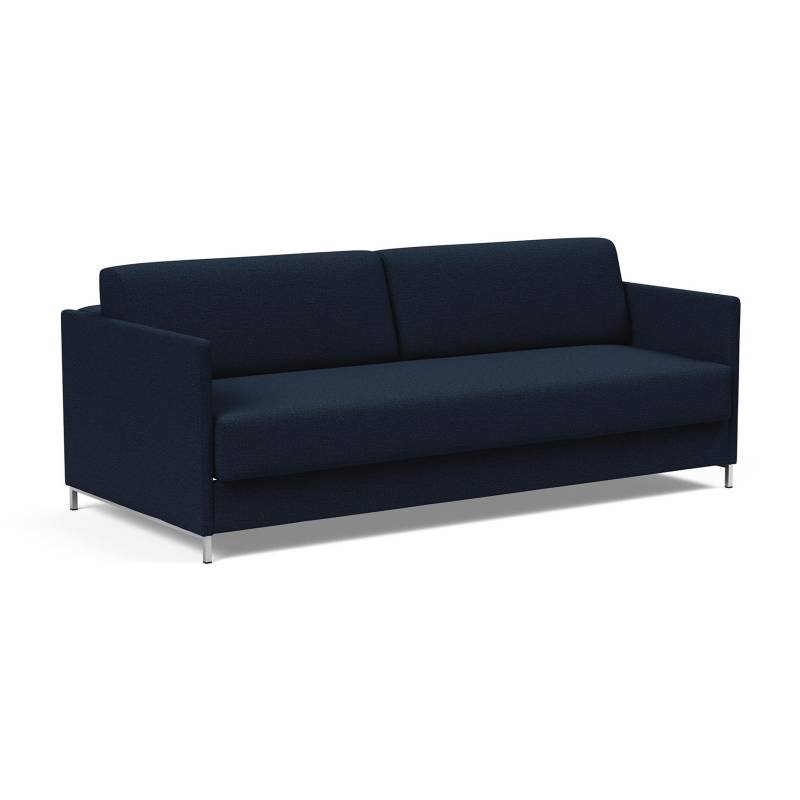 Innovation - Nordham Schlafsofa 211x99cm - dunkelblau/Stoff 528 Mixed Dance Blue/Gestell Stahl schwarz/Beine Edelstahl von Innovation