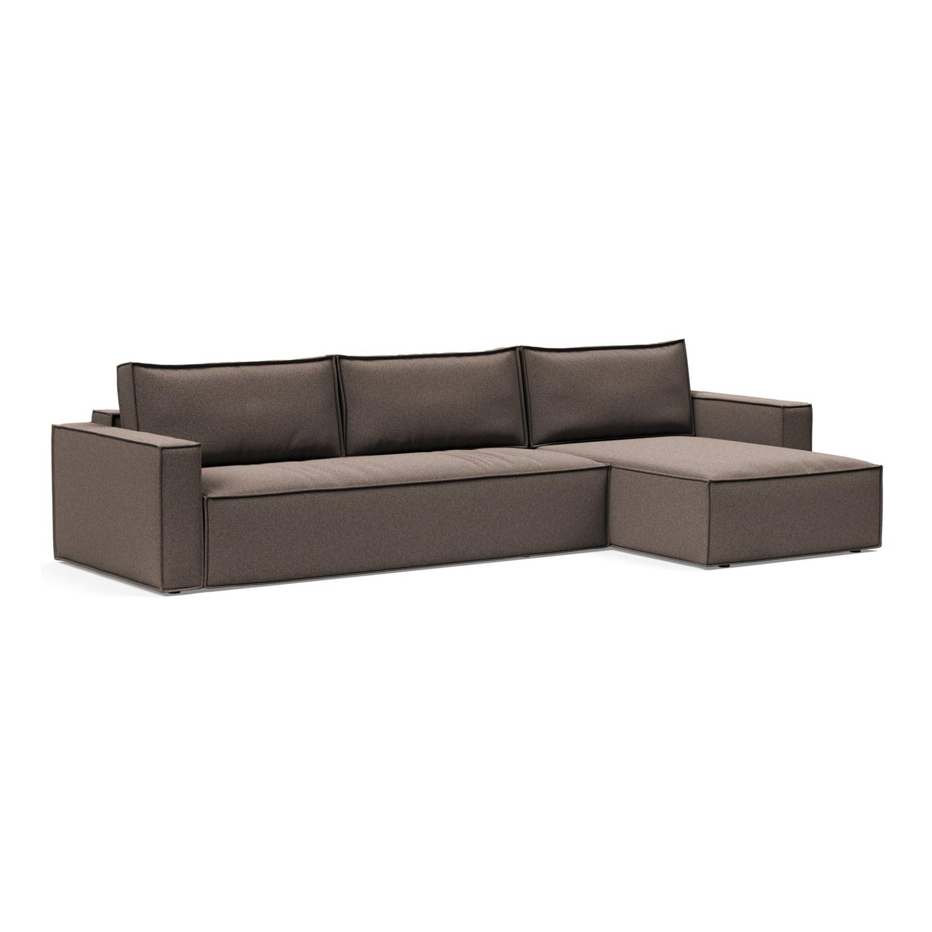 Innovation - Newilla Schlafsofa mit Lounger 346x190cm - taupe/Stoff 530 Bouclé Taupe von Innovation