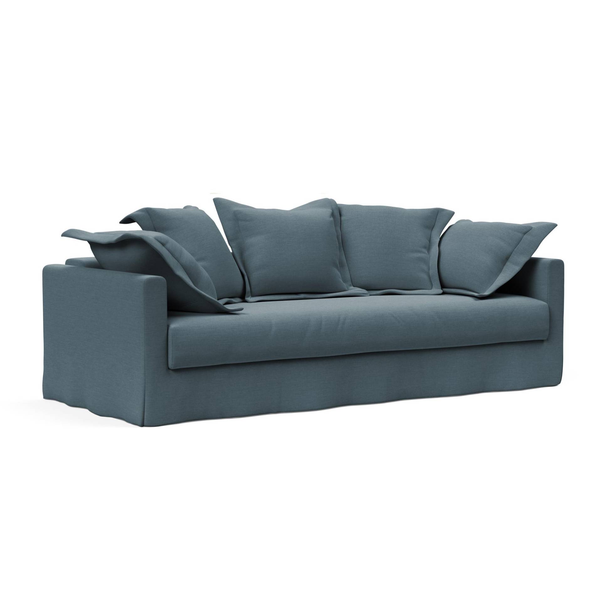 Innovation - Pascala Schlafsofa 226x105cm - blau/Stoff 573 Vivus Dusty Blue (100% recyceltes Polyester)/BxHxT 226x84x105cm/Gestell Stahl schwarz lacki von Innovation