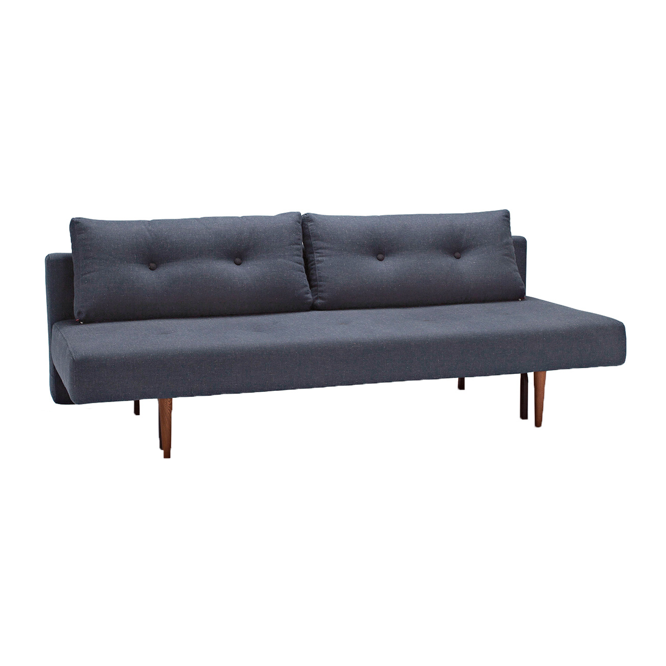 Innovation - Recast Plus Schlafsofa Beine dunkles Holz 200x98cm - blau/Stoff 515 Nist Blue/BxHxT 200x76x98cm/Gestell Stahl schwarz/ Beine Holz dunkel von Innovation