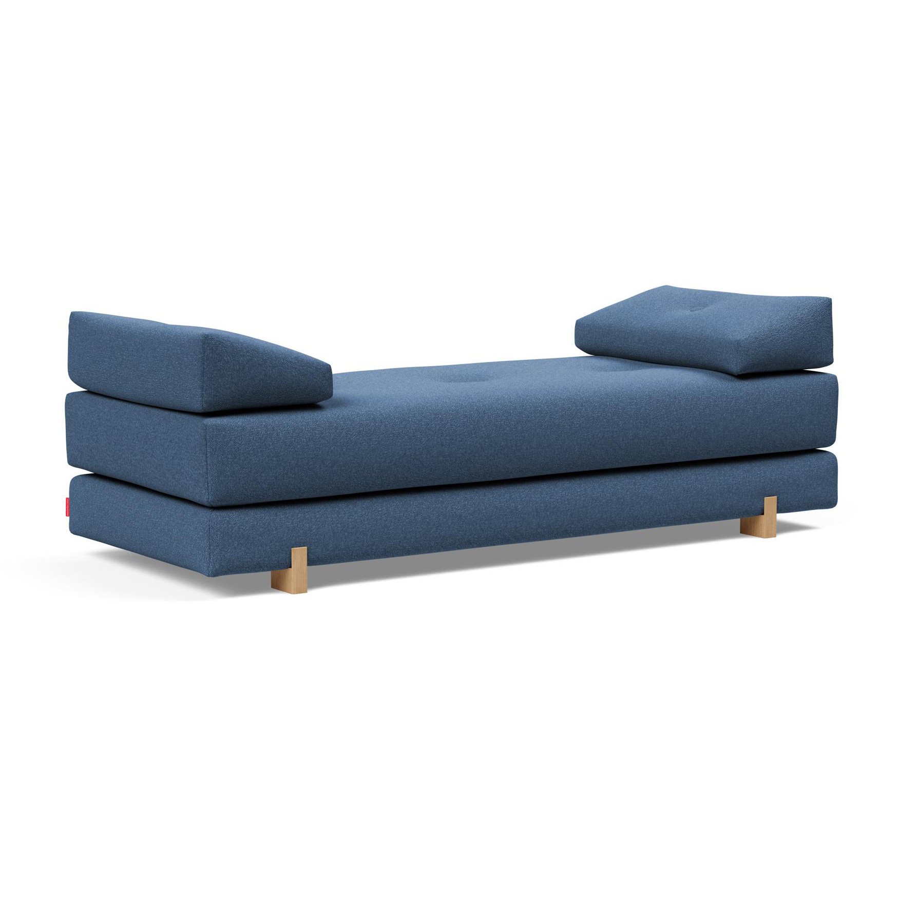 Innovation - Sigmund Schlafsofa Eiche 200x84cm - blau/Stoff 537 Bouclé Blue/BxHxT 200x82x84cm/Gestell Eiche lackiert von Innovation