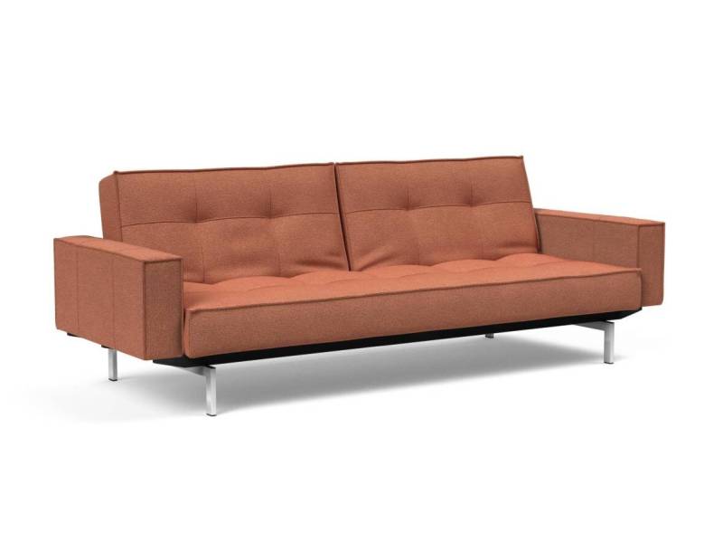 Innovation Splitback Klappsofa mit Polster-Armlehne 301 Weda Rust Chrom / Mattschwarz von Innovation