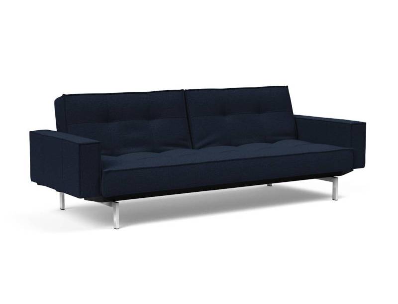 Innovation Splitback Klappsofa mit Polster-Armlehne 528 Mixed Dance Blue Chrom / Mattschwarz von Innovation