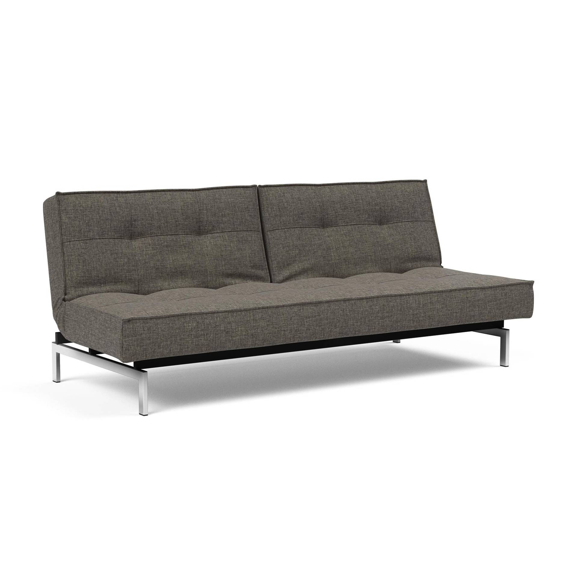 Innovation - Splitback Schlafsofa Chrom 210x89cm - dunkelgrau/Stoff 216 Flashtex Dark Grey/Gestell Stahl schwarz/Beine Stahl verchromt von Innovation