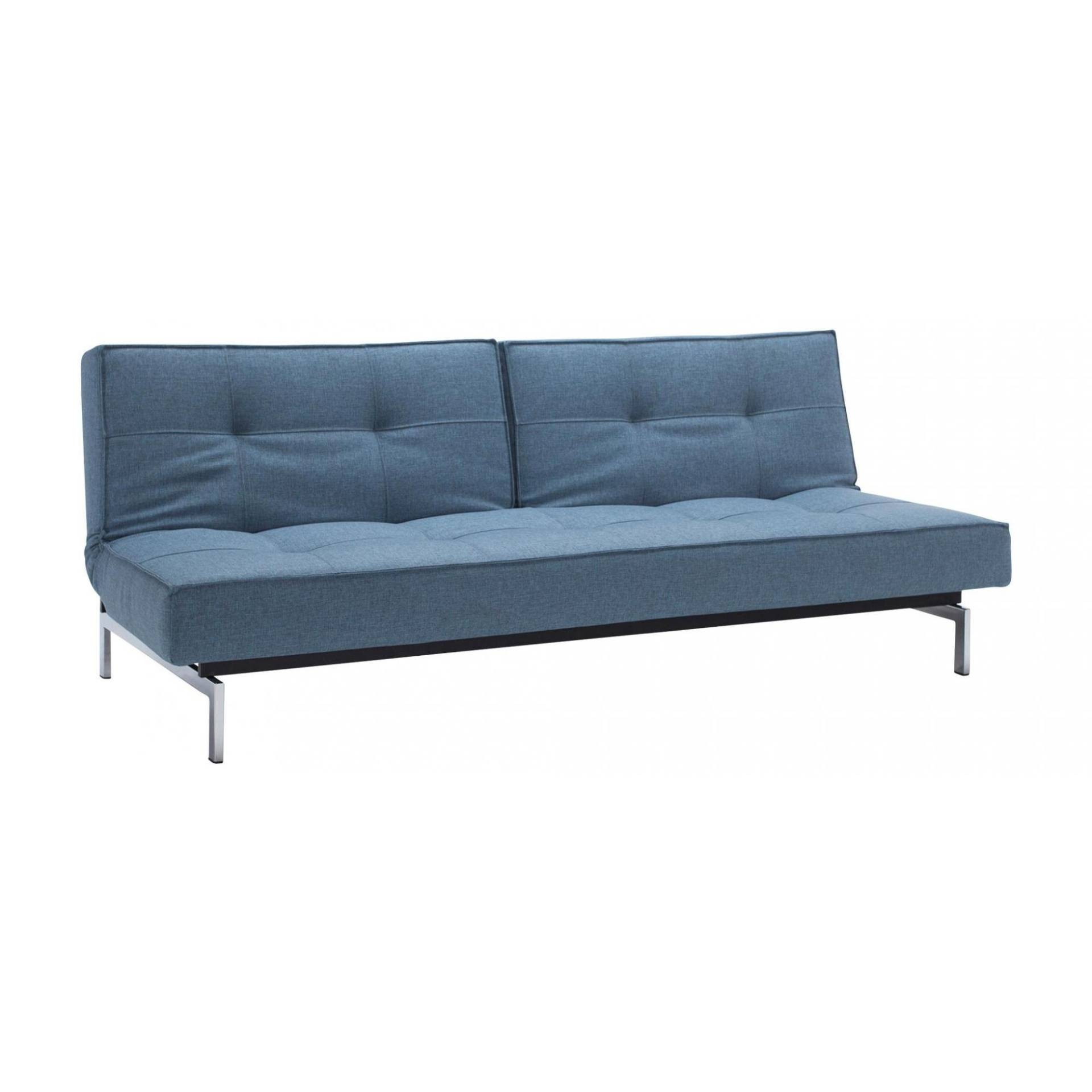 Innovation - Splitback Schlafsofa Chrom 210x89cm - hellblau/Stoff 525 Mixed Dance Light Blue /Gestell Stahl schwarz/Beine Stahl verchromt von Innovation