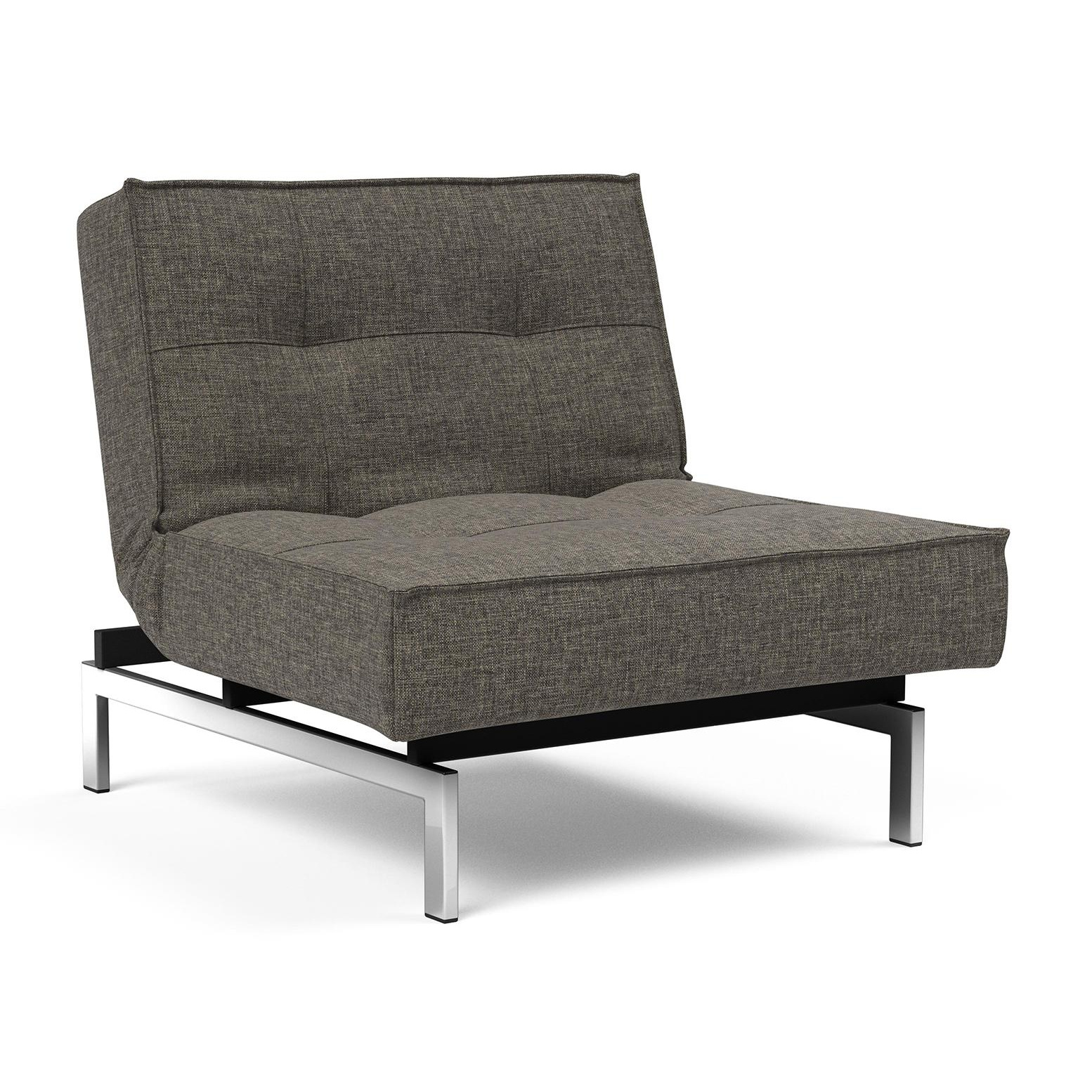 Innovation - Splitback Sessel Beine Chrom - dunkelgrau/Stoff 216 Flashtex Dark Grey/BxHxT 90x79x89cm von Innovation