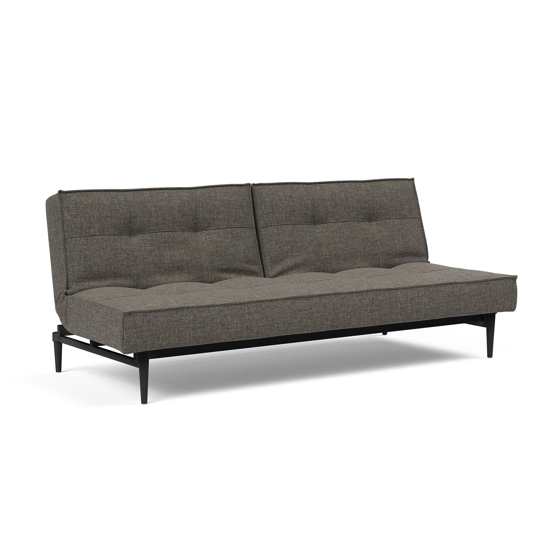 Innovation - Splitback Styletto Schlafsofa Holz schwarz - dunkelgrau/Stoff 216 Flashtex Dark Grey/Gestell Stahl schwarz/Füße schwarzes Holz von Innovation