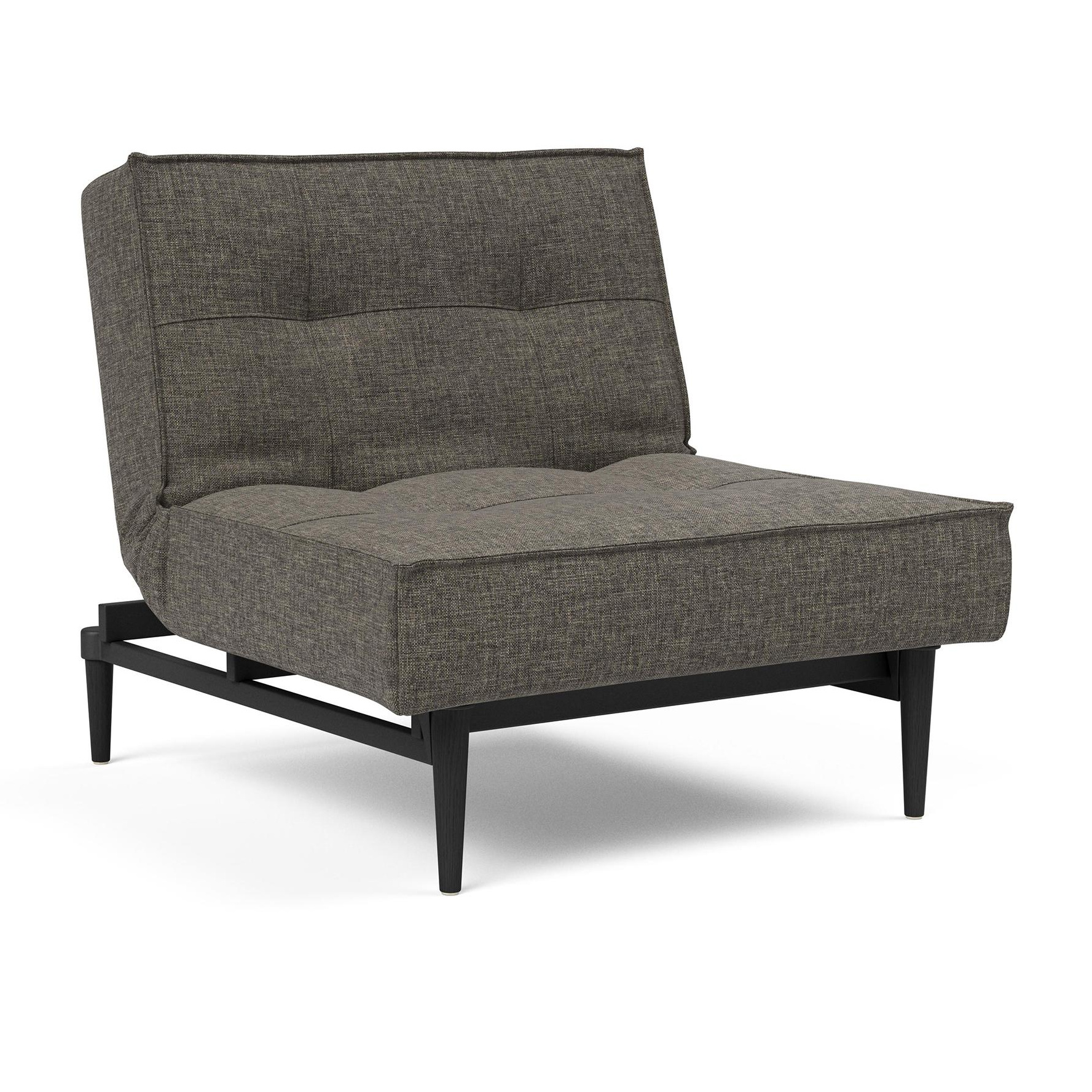 Innovation - Splitback Styletto Sessel Holz schwarz - dunkelgrau/Stoff 216 Flashtex Dark Grey/Gestell Stahl schwarz/Füße schwarzes Holz von Innovation