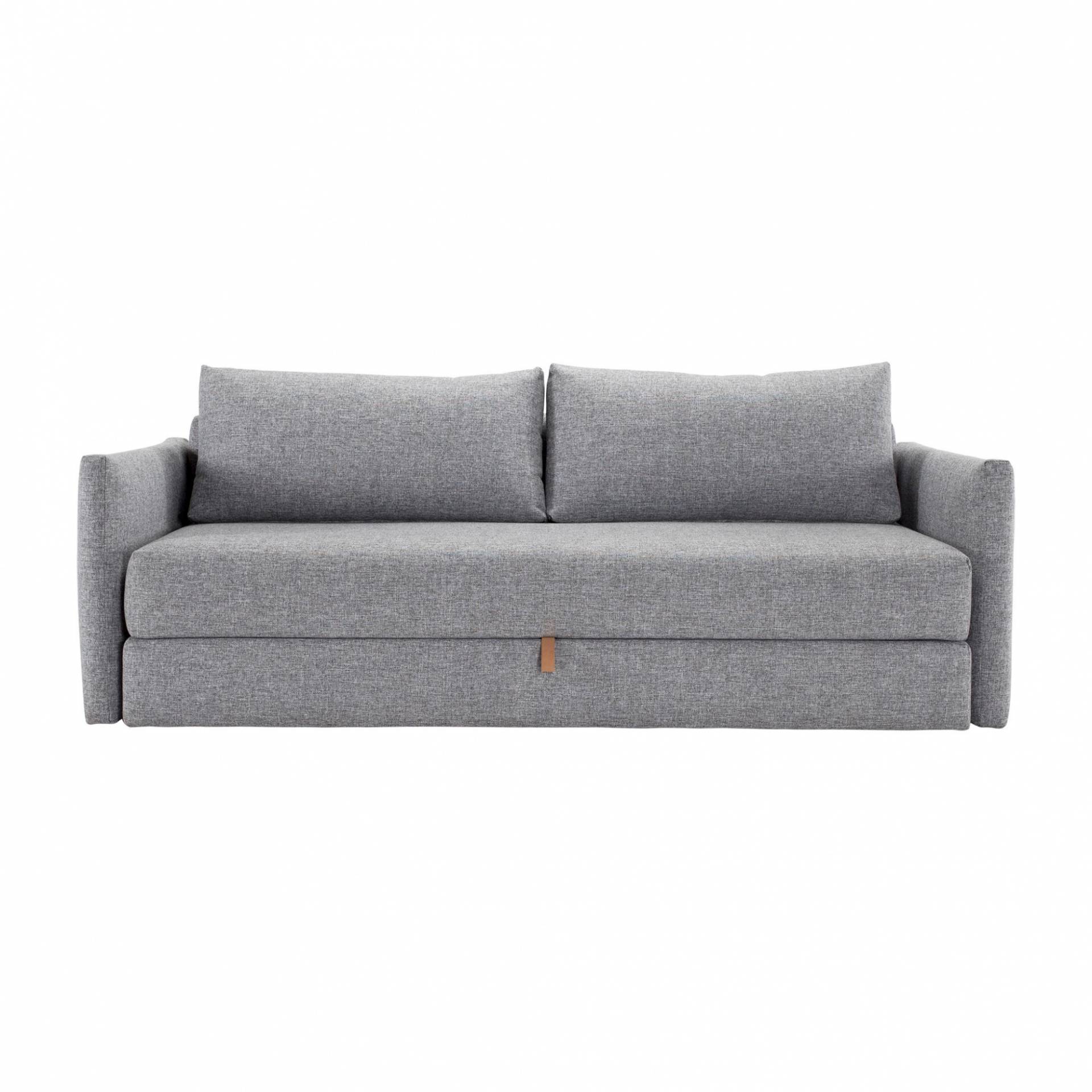 Innovation - Tripi Schlafsofa mit Armlehnen 227x108cm - grau/Stoff 565 Twist Granite/Gestell Stahl schwarz/mit Stauraum von Innovation