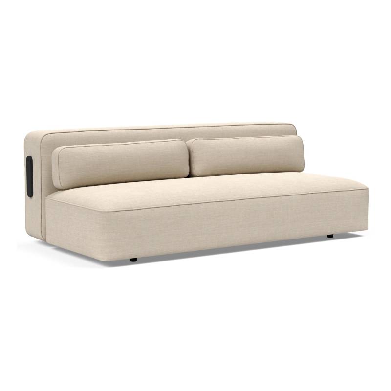 Innovation - Yonata Schlafsofa 207x110cm - beige/Stoff 586 Phobos Latte (100% Polyester)/BxHxT 207x70x110cm/Beine Stahl schwarz lackiert von Innovation