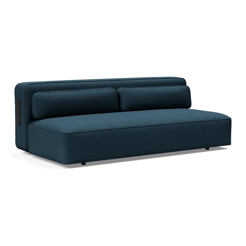 Innovation - Yonata Schlafsofa 207x110cm - marineblau/Stoff 580 Argus Navy Blue (100% recyceltes Polyester)/BxHxT 207x70x110cm/Beine Stahl schwarz lac von Innovation