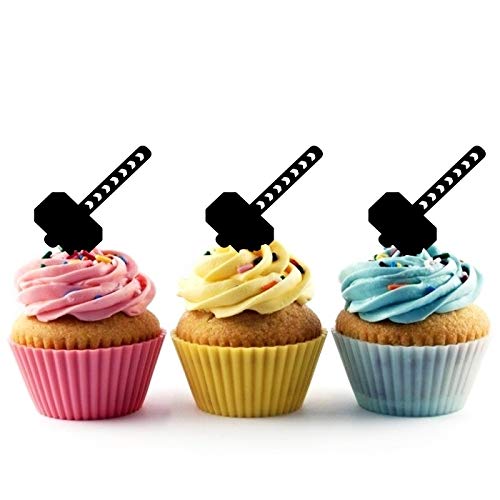 Innovedesire Thor Hammer Kuchenaufsätze Hochzeit Geburtsta Acryl Dekor Cupcake Kuchen Topper Stand für Kuchen Party Dekoration 10 Stück von Innovedesire