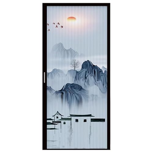 Falttüren Innentüren Plissierte Falttüren mit Schwarzem Aluminiumrahmen, Sichtschutz-Verdunkelungsvorhang aus Ziehharmonika-Türen, Innenschiebetür für Schrank, Waschküchen-Trennwand(38x80in (96.5x203c von Innovz