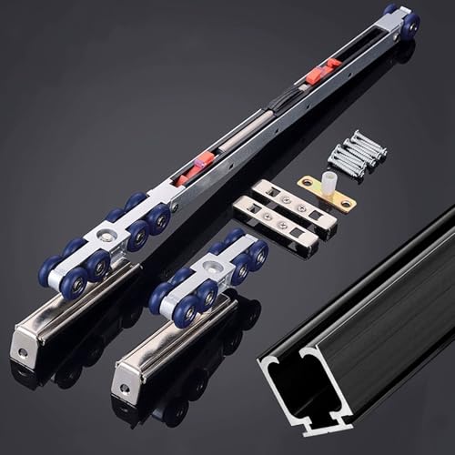 Schiebetür Schiene Bypass-Schiebetürbeschläge mit Soft-Close-Set für Schränke, Schienen und Rollen für Schiebetüren mit Obermontage, Schienen und Beschläge für Scheunentore(Black track,58in(147cm)) Schiebetür Schiene Bypass-Schiebetürbeschläge mit Soft-Close-Set für Schränke, Schienen und Rollen für Schiebetüren mit Obermontage, Schienen und Beschläge für Scheunentore(Black track,58in(147cm)) von Innovz