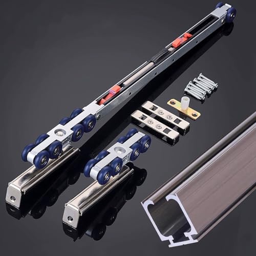 Schiebetür Schiene Bypass-Schiebetürbeschläge mit Soft-Close-Set für Schränke, Schienen und Rollen für Schiebetüren mit Obermontage, Schienen und Beschläge für Scheunentore(Champagne track,28in(71cm)) Schiebetür Schiene Bypass-Schiebetürbeschläge mit Soft-Close-Set für Schränke, Schienen und Rollen für Schiebetüren mit Obermontage, Schienen und Beschläge für Scheunentore(Champagne track,28in(71cm)) von Innovz