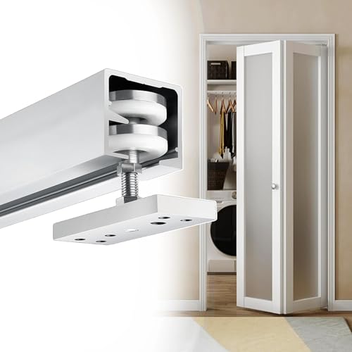 Schiebetür Schiene Falttür-Beschlagsatz mit Schiene, Falttür-Beschlagsatz mit Oberer/Unterer Schiene, Rolle, Drehpunkt, Scharnier und Bodenführung(Door Thickness 3-3.5cm,54in/137cm) von Innovz