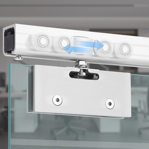 Schiebetür Schiene Rahmenlose Glasschiebetürschiene für Scheunen-Duschtüren Obere Schiene für Glasschiebetüren mit Sanftem Schließmechanismus für Glasstärken von 8–12 mm(Silver,193cm(76in)) von Innovz