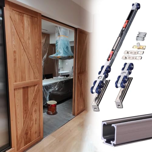 Schiebetür Schiene Schiebetürschienen-Set für Küchenschränke Soft-Close-Schiebetürschienen-Set für Schränke Deckenmontage-Schienenset für Schiebetüren(Black track,70in(178cm)) von Innovz