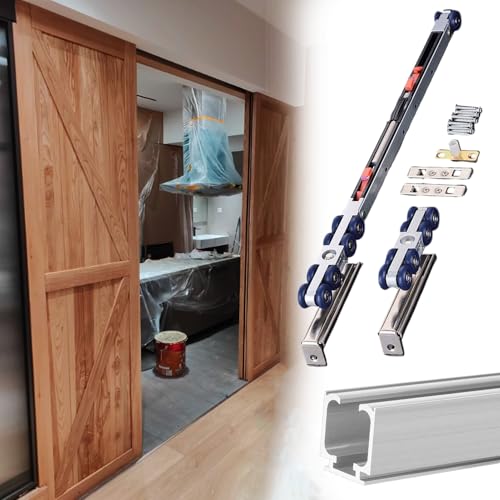 Schiebetür Schiene Schiebetürschienen-Set für Küchenschränke Soft-Close-Schiebetürschienen-Set für Schränke Deckenmontage-Schienenset für Schiebetüren(Silver track,26in(66cm)) von Innovz