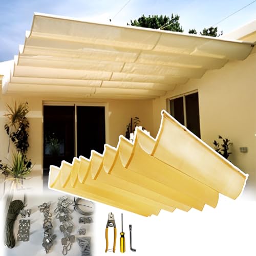 Sonnensegel HDEP-Sonnensegel mit Verschiebbarer Welle und Hardware-Kit, Einziehbare Sonnenschutz-Überdachung Im Freien, Sonnenschutzrollo aus Netzstoff für Gartenpergola (Color : W x L, Size : 0.9x5 von Innovz