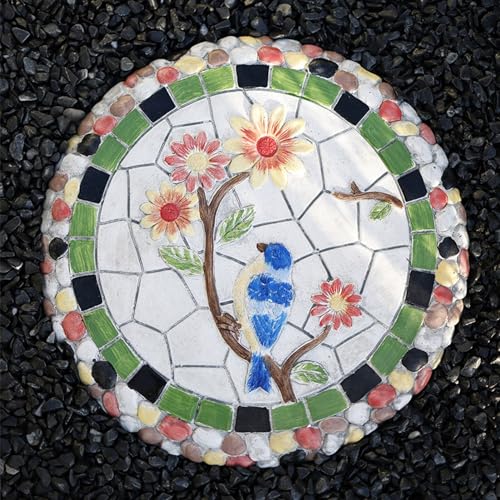 Trittsteine für Garten Bunter Garten-Trittstein für Den Rasen, Dekorative 3D-Stufensteine mit Tier-Pflanzen-Kieseleinheiten, DIY-Gehweg Außerhalb Des Blumenbeets Im Hinterhof, 35cm ( Color : Bird ) von Innovz