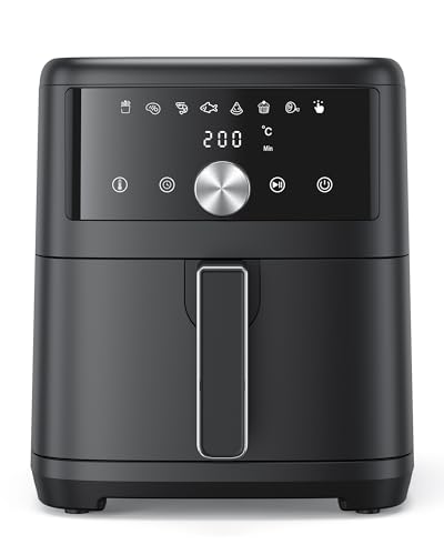 Innsky Heißluftfritteuse Airfryer 6L, 8-in-1 Heissluftfritteuse Friteuse XXL, 1500W Air Fryer mit LED-Touchscreen, Energiesparend und Zeitersparnis, Spülmaschinenfest, 50dB Leise,3-5 Personen,Schwarz von Innsky