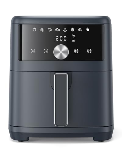 Innsky Heißluftfritteuse Airfryer 6L, 8-in-1 Heissluftfritteuse Friteuse XXL, 1500W Air Fryer mit LED-Touchscreen, Energiesparend und Zeitersparnis, Spülmaschinenfest, 50dB Leise,3-5 Personen,Grau von Innsky
