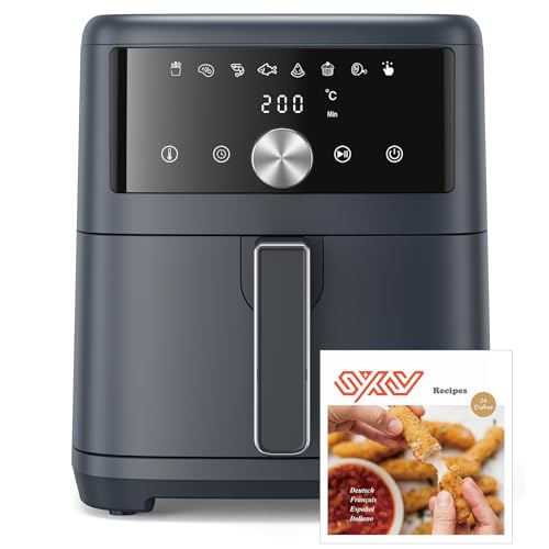 Innsky Heißluftfritteuse Airfryer 6L, 8-in-1 Heissluftfritteuse Friteuse XXL, 1500W Air Fryer mit LED-Touchscreen, Energiesparend und Zeitersparnis, Spülmaschinenfest, 50dB Leise,3-5 Personen,Grau von Innsky