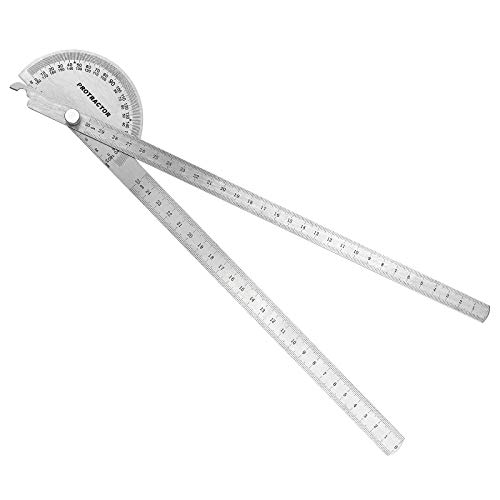 Inntek Winkelmesser, Winkel 0 – 180 °, runder Kopf, mit 300 mm Arm, Goniometer, multifunktional, Suchmesser, mit Messlineal von Inntek